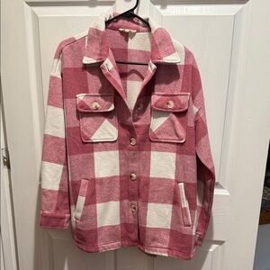Vanilla Bay Pink and Cream Plaid Jacket